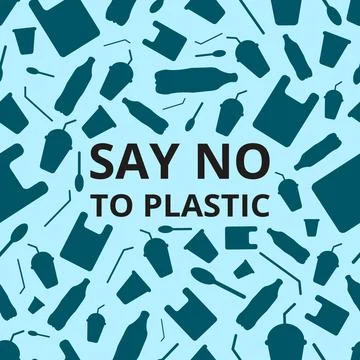 Say no to plastic, seamless pattern. Stock Illustration