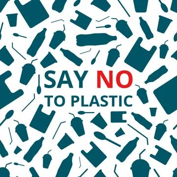 Say no to plastic, seamless pattern. Stock Illustration