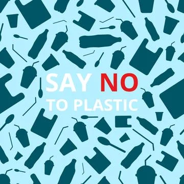 Say no to plastic, seamless pattern. Stock Illustration