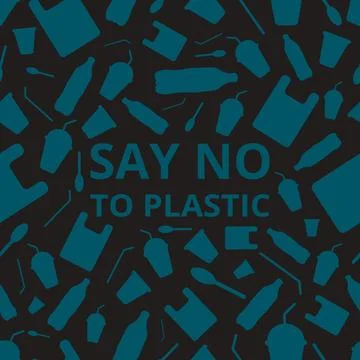 Say no to plastic seamless pattern. Ilustração Stock