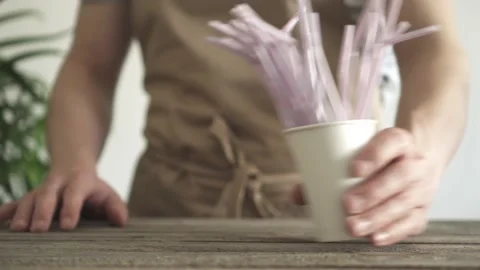 Say no to plastic. The visual choice is not to use disposable plastic Stock Footage 153714035