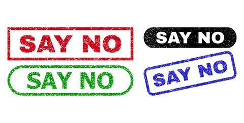 SAY NO Rectangle Stamp Seals Using Corroded Texture Illustration
