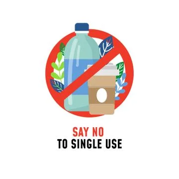 Say no to single use plastic ecological poster Stock Illustration