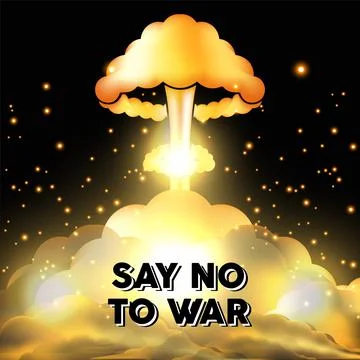 Say no to war design background. Stop the war with bomb explosion background. Stock Illustration