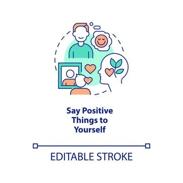 Say positive things to yourself concept icon Stock Illustration