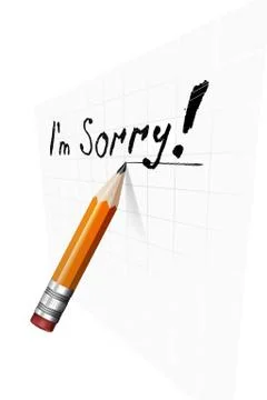 Say sorry with a text message on paper and pencil Stock Illustration