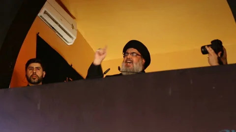 Sayed Hassan Nasrallah speech at Ashura's ceremony Stock Footage