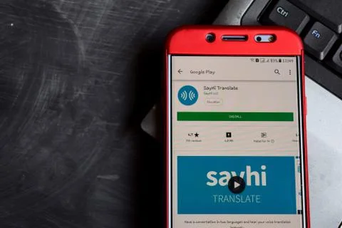 SayHi Translate dev app on Smartphone screen Stock Photos