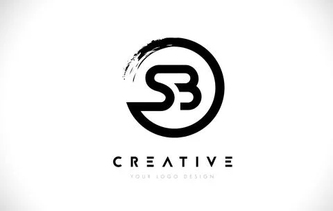 SB Circular Letter Logo with Circle Brush Design and White Background. Illustrazione stock