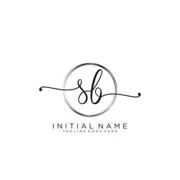 SB Initial handwriting logo with circle template vector Stock Illustration