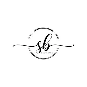 SB Initial handwriting logo with circle template vector Stock Illustration