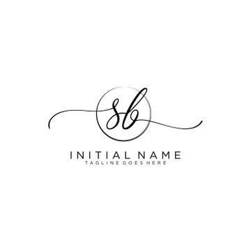 SB Initial handwriting logo with circle template vector Stock Illustration