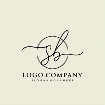 SB Initial handwriting logo design Stock Illustration