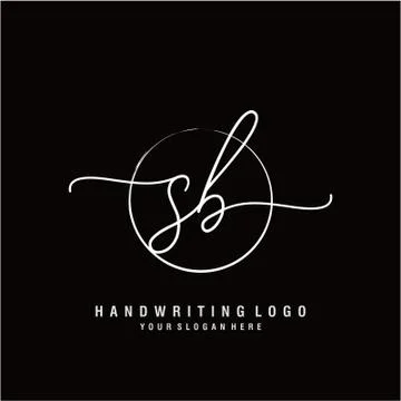 SB Initial handwriting logo design Stock Illustration