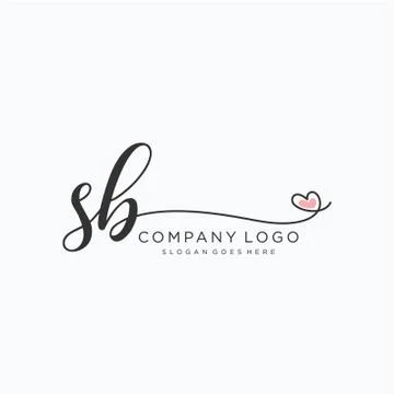 SB Initial handwriting logo design Stock Illustration