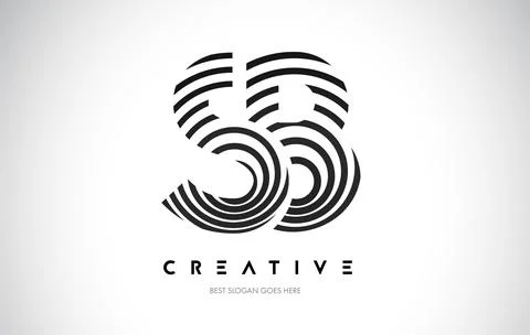 SB Lines Warp Logo Design. Letter Icon Made with Black Circular Lines. Stock Illustration