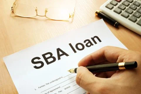 SBA loan form on a table. Stock Photos