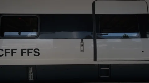SBB train departing from station Stock Footage 113371126