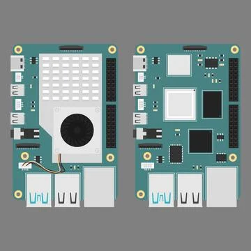 SBC Computers with and without Cooling System Illustrazione stock