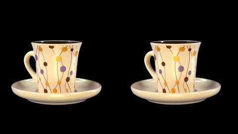 SBS 3D rotating coffee cup on black background Stock-Footage 331901935
