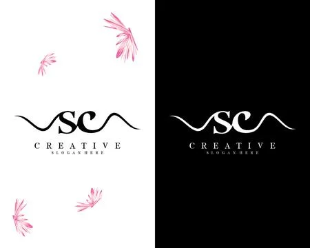 Sc, cs creative script font letter logo design template vector イラスト素材