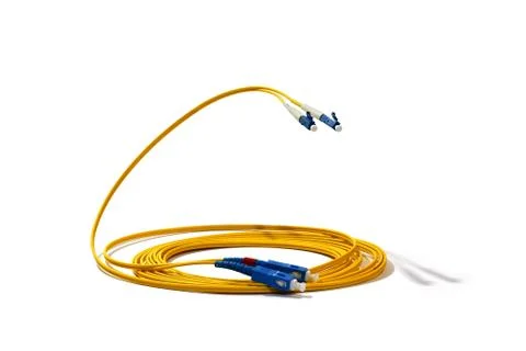 SC LC optical cable isolated on white background Stock Photos