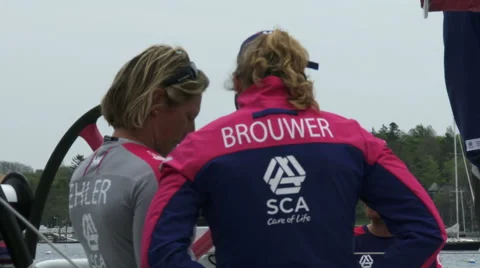 SCA sailing team gets ready for in port race Stock Footage 50966017