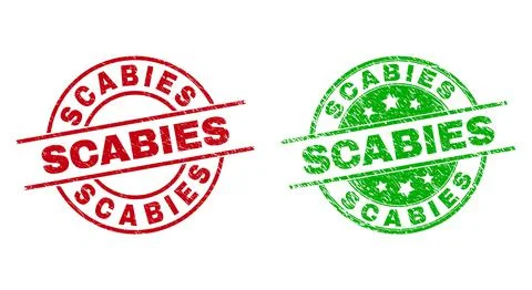SCABIES Round Badges Using Grunged Style Stock Illustration