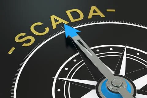 SCADA compass concept, 3D rendering 스톡 일러스트