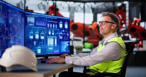 Scada Desktop Software On Computer Stock Photos