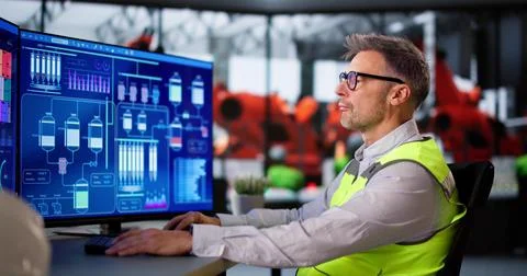 Scada Desktop Software On Computer 스톡 사진