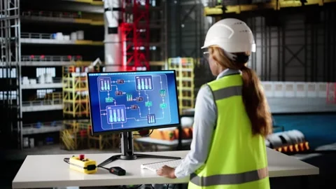 Scada Operator Woman In At Factory. Process Engineer Stock Footage 310809991