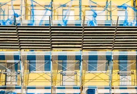 Scaffold on house facade Stock Photos