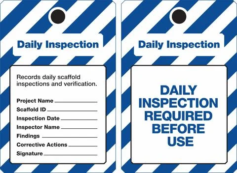 Scaffold Inspection Tag Set for Construction &amp; Industrial Safety Stock Illustration