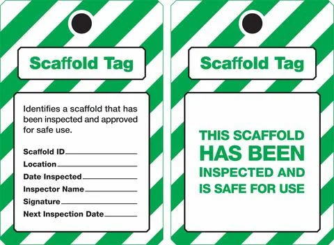 Scaffold Inspection Tag Set for Construction &amp; Industrial Safety Stock Illustration