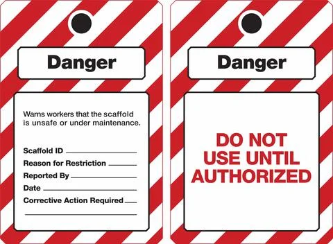 Scaffold Inspection Tag Set for Construction &amp; Industrial Safety Stock Illustration