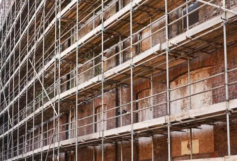 Scaffold on old building Stock Photos