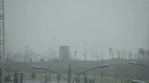 Scaffold under the snow, bad weather Stock Footage 10742837