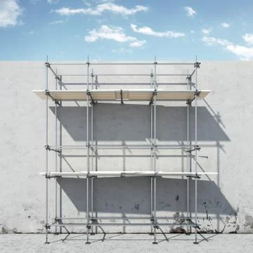 Scaffold on wall in front of sky イラスト素材