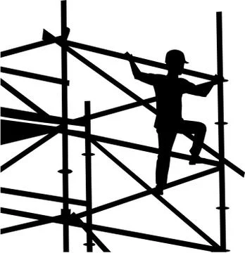Scaffolder on the frame silhouette Stock Illustration