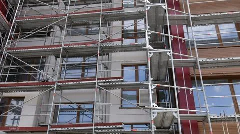 Scaffolding on a building under construction Stock Photos