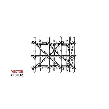 Scaffolding construction frame line art architectural building structure sket 库存插图