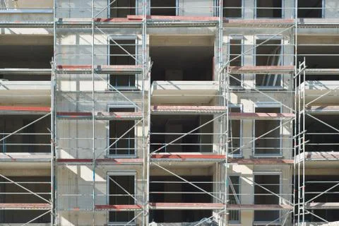 Scaffolding on a construction site Stock Photos