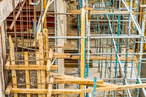 Scaffolding at a construction site Stock Photos