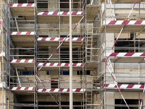 Scaffolding at a construction site Stock Photos