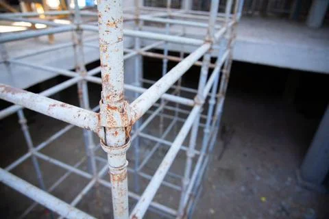 Scaffolding on a construction site, selective soft focus Stock Photos