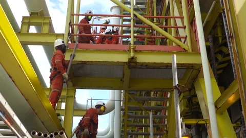 Scaffolding erection. Working at height and overboard. Stock Footage 156683307