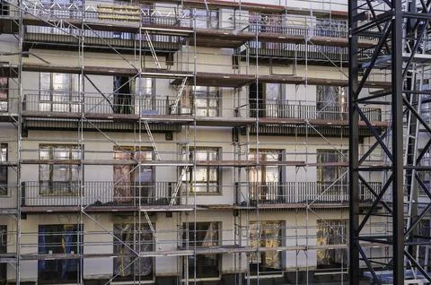 Scaffolding on the facade of a house 스톡 사진