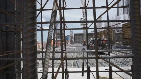 A scaffolding in front of a building Video stock 155537665