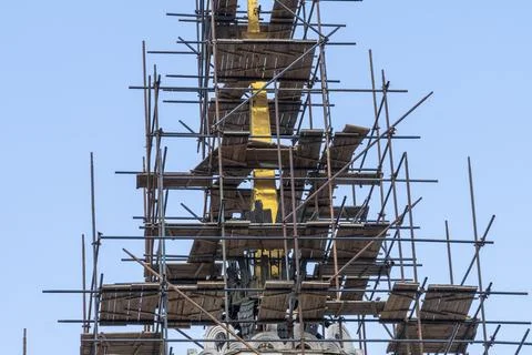 Scaffolding on historic structures Stock Photos